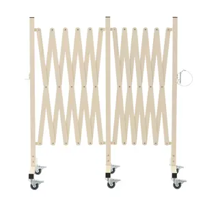 GYMTIME Easily Assembled Expandable Metal Barricade, 16 FT, Milkyellow, Folding Security Gate Safety Barrier with Casters, Flexible Mobile Barrier Gate, Adjustable Traffic Fence for School,Shopping mall