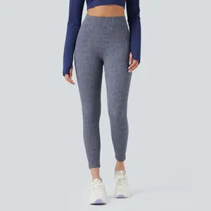 Halara Seamless Flow High Waisted Speckled 7/8 Yoga Leggings with Pockets