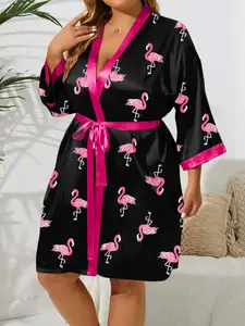 Elegant Velvet Sleepwear for Women, Comfortable Loose Fit Long Print Robe with Waist Tie, Cozy Home Wear Bathrobe, Perfect for Relaxing at Home
