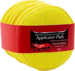 Microfiber Polishing Pad and Cleaning Pads for  Detailing, 5 Inch Diameter, Yellow, 6 Pack