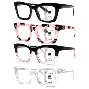 4pcs Oprah-Style Progressive Multifocal Blue Light Blocking Reading Glasses Multiple Color Options To Showcase Your Charm Durable Lenses With Spring Hinge Design Easy To Fold And Carry Suitable For Daily, Work, And Leisure Wear