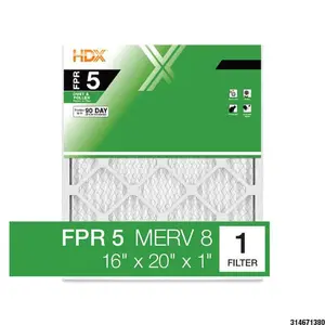 16 in. x 20 in. x 1 in. Standard Pleated Air Filter FPR 5, MERV 8 16 in. x 20 in. x 1 in. Standard Pleated Air Filter FPR 5, MERV 8