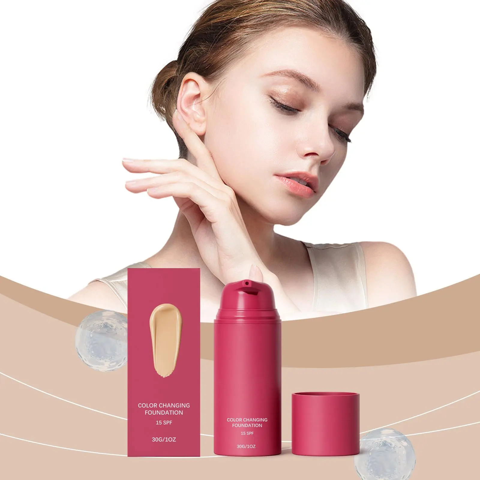 Color Changing Foundation, Skin Tone Adapting Liquid Foundation for Natural Finish, Lightweight Buildable Coverage, SPF 15 Makeup for All Skin Types, 1 Fl Oz (A)