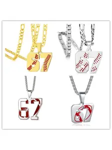67 Number Necklace for Men - Stainless Steel Pendant Exquisite Jewelry Gift for Baseball Football Fan | Christmas Birthday Present