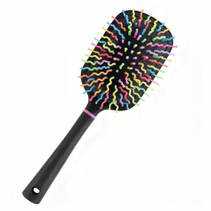 Rainbow Bristle Mane/Tail Brush Rainbow Paddle Mane and Tail Brush Air Cushion Comb Detangler Plastic Forky Comb for Horses