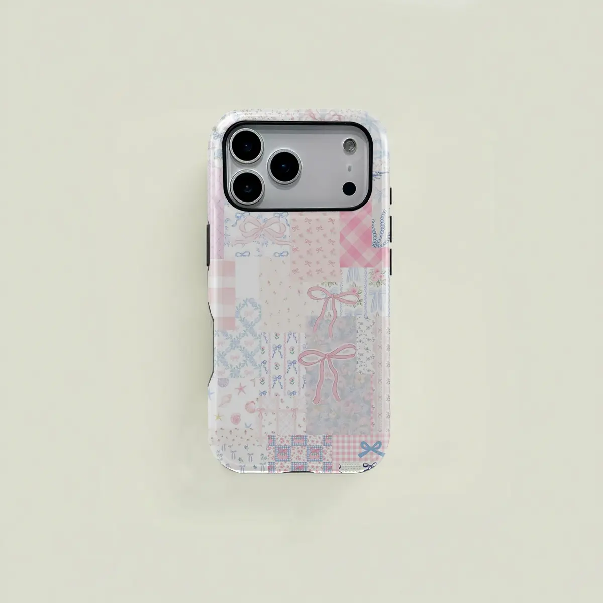 Plaid floral double-layer protective case, sturdy two-in-one protective case, Phone Accessory, suitable for iPhone 17 16 15 Pro 14 13 12 11 Pro Max 14 Plus 15 Plus Samsung Galaxy S25 S24 S23 Ultra series protective case Shockproof Tpu Cover