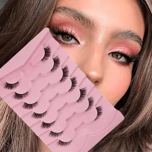 Natural Curling False Eyelashes, 7 Pairs Half-eye Wispy Cat Eye Faux Cluster Lashes, Versatile Eyelash for Lashes Extensions, Women and Girls Eye Makeup Enhancement