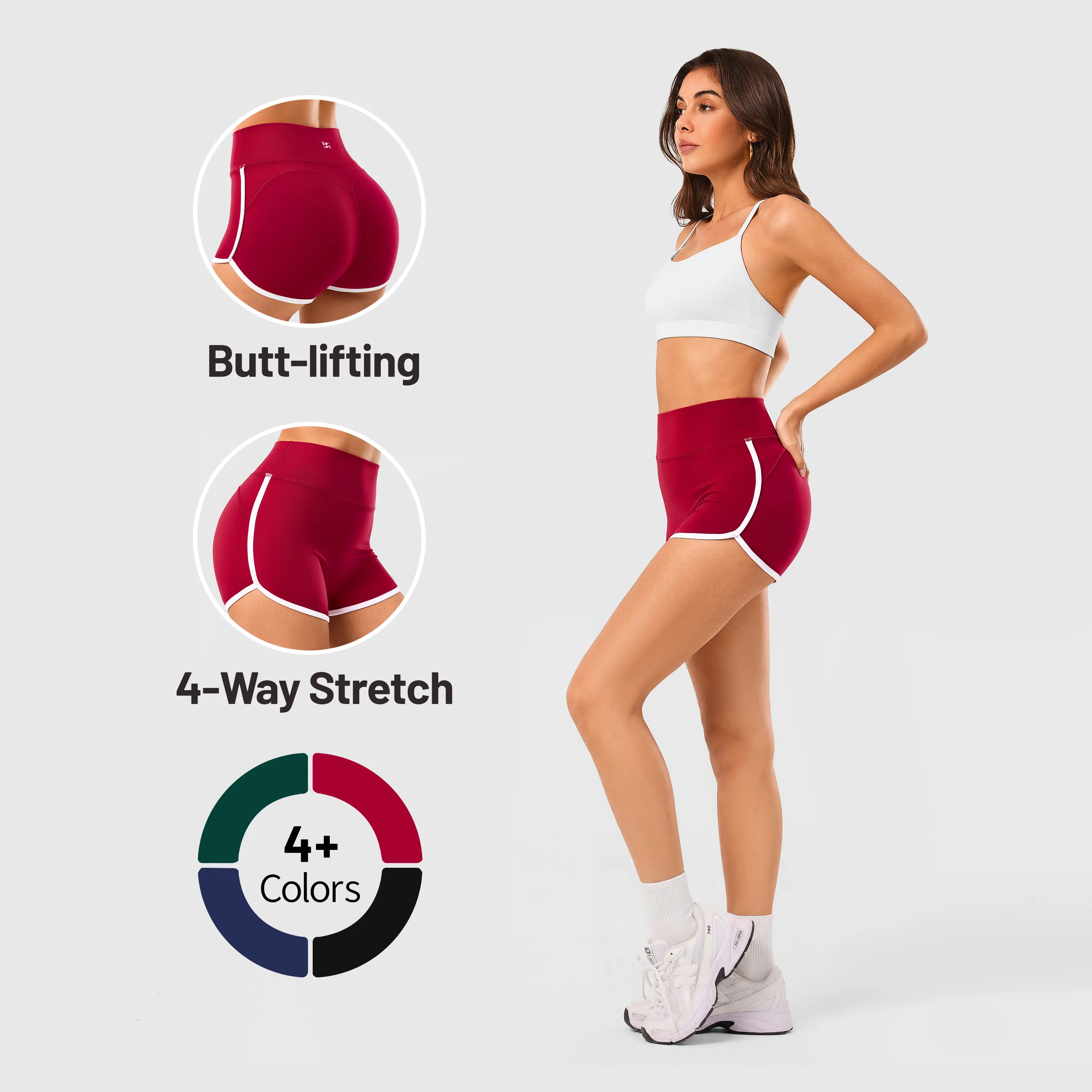 Inno Mint Women's Butt Lifting Yoga Shorts, High Waisted 4-Way Stretch Nylon Spandex for Gym & Workouts, Gym Sportswear Bottoms, High Waisted Shorts