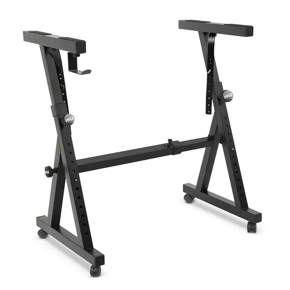 Keyboard Stand with Adjustable Height | Steel Construction Digital Piano Stand with Wheels, Anti-Slip Grip & Max Stability - 85 lbs Load Capacity - Foldable Portable Design for Office, Home & Outdoor Use