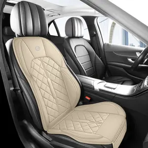 Car Front Seat Cushion, Breathable Leather Fabric, Ergonomic Design, Hidden Lumbar Support, Elevated Leg Rest, Comfortable Driving
