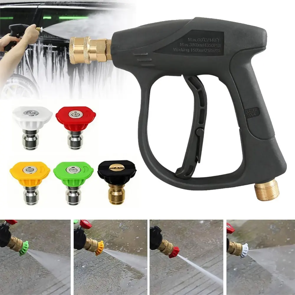 SJPACK 1/4" High Pressure Washer Gun 4000 PSI Car Wash Foam Spray Short Wand Nozzle Tip