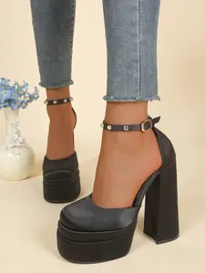 Women's 14.5CM Height Boost Platform Heels | For Wedding & Party | Y2K Gothic Elegant Style | Satin Rhinestone Non-Slip Sole | For Prom, Night Club, Date Night