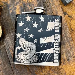 Don’t Tread On Me Etched Whiskey Flask    / Father's Day Gift / Valentine's Day Gift
