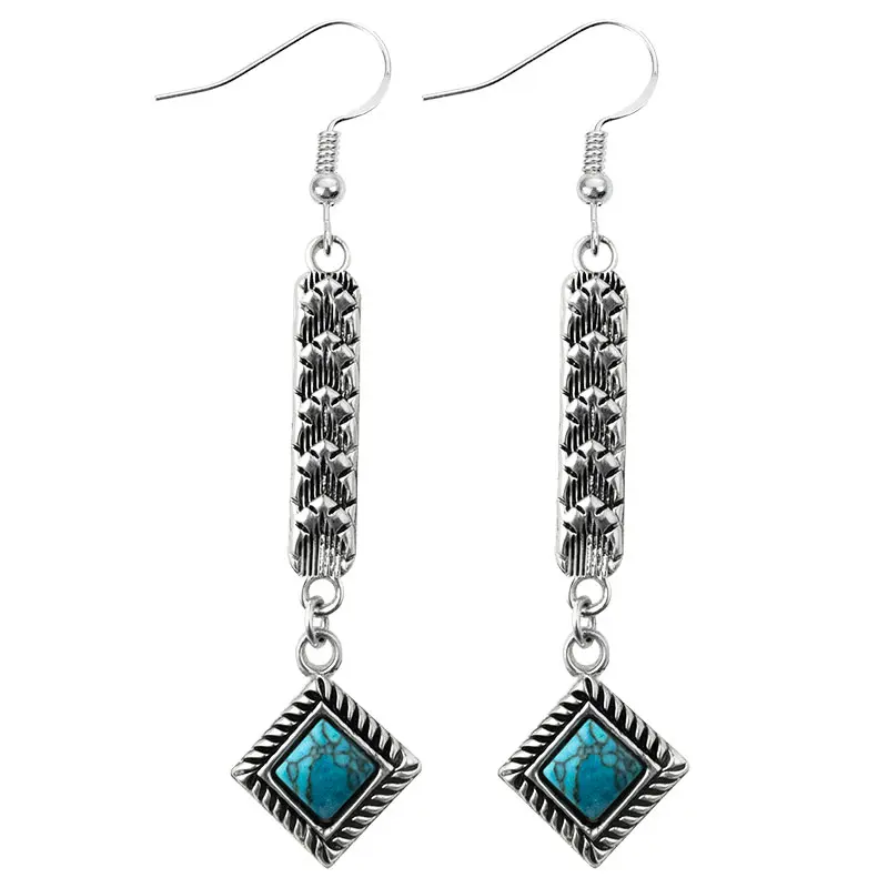 Grit & Grace Western Earrings - Handcrafted Western Design, Silver Floral Conchos, Simulated Turquoise Accents, Dangle Style for Country Concert, Casual Wear, Rodeo Outfits, Flowers