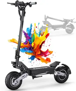 OOTD T10 Scooter for Adults, 48V 18AH Battery Up to 46 Miles Long Range & Powerful Motor, 34 MPH Max Speed, 11 Inch All-Terrain Tires Folding Commuter E Scooter with Dual Suspension & LCD Display