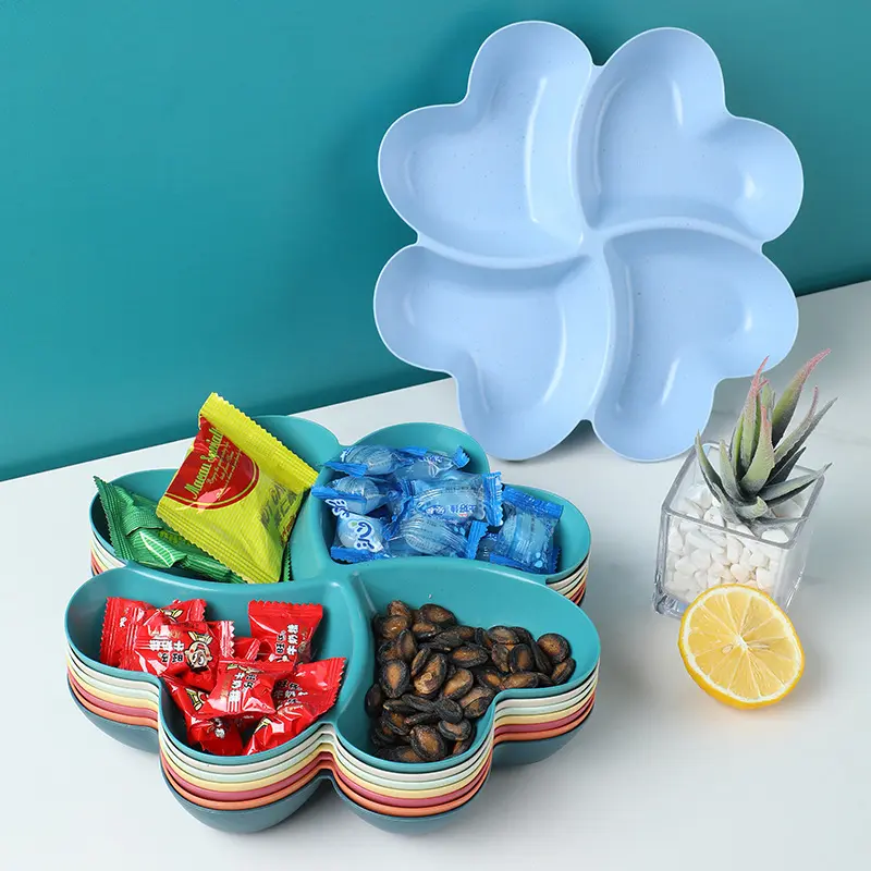 1 Count Divided Serving Tray, Appetizer Sectioned Platter, Dessert Serving Dish, Reusable Plastic Snack Plates, suit for fruits, snacks, candies, desserts, Food Storage Dish for Home and Parties, Salad Plates