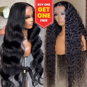 [BUY ONE GET ONE FREE] 30 Inch 13x4 Lace Front Human Hair Wig -Buy a 180 Density Deep Wave Wig & Get a Body Wave Frontal Wig Free