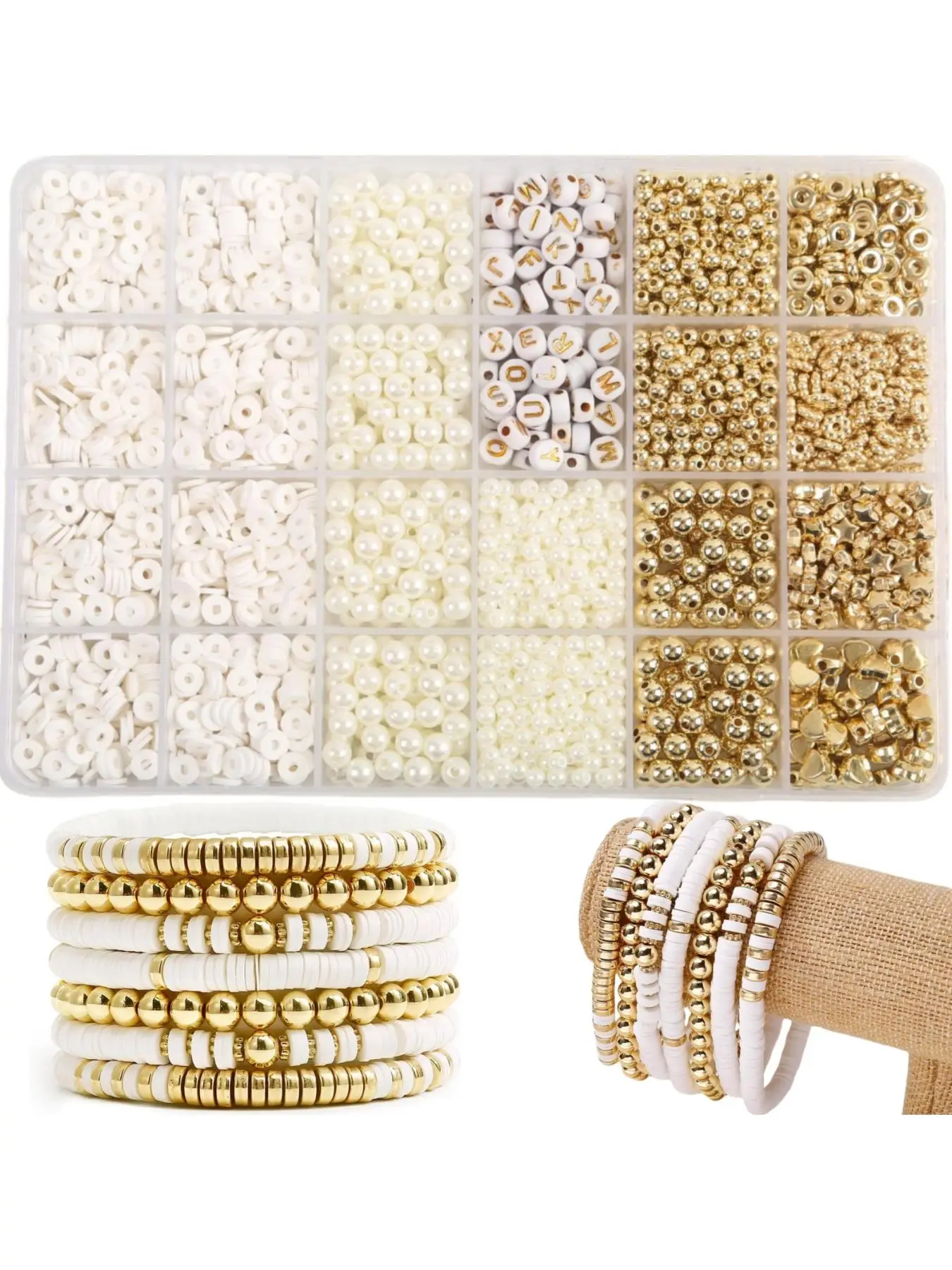Beads for Bracelet Making, 15/24 Grids Beads for Necklace & Bracelet Making, DIY Jewelry Accessories for Girls & Women