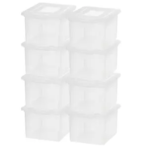 IRIS USA 8 Pack Plastic File Box w/ Lids, Letter/Legal Storage Organizer, 35 Qt