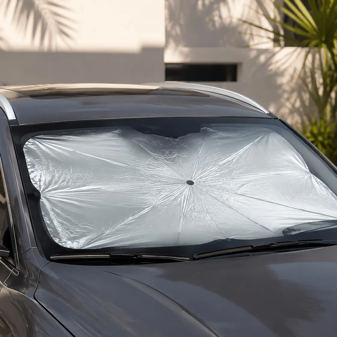 Silver Reflective Foldable Sunshade Windshield Shade, Foldable Anti-UV Windshield Sunshade Car Sunshade Cover Block UV Prevent Dashboard Aging for Most Vehicles