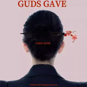 GUDS GAVE Ebony Wood 3D Retro Vase Hair Stick | Pine Bamboo Plum & Rice Paper Flower Traditional Oriental Hair Pin of Tang Song Yuan Dynasties