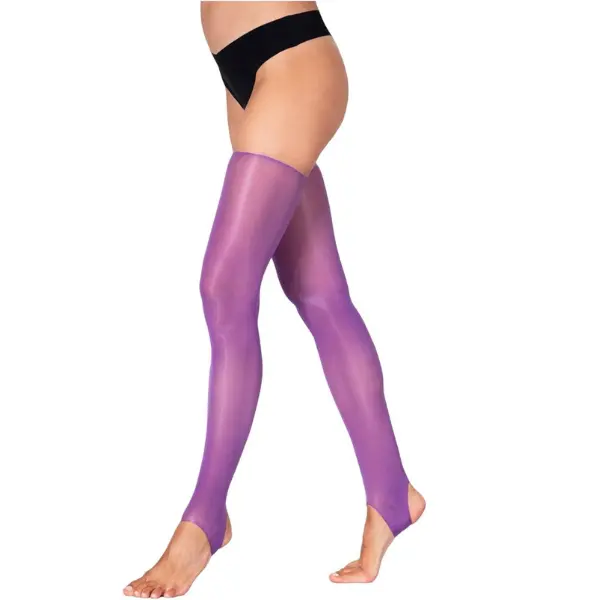 LECHERY Lustrous Shiny Sheer Stirrup Thigh-Highs High-Shine Glossy Ultra-Sheer Ladder-Resistant Knit Laser-Cut Second-Skin Fit L/XL for Women - Womenswear, Day