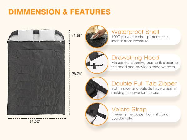 Sleeping Bags for Adults Cold Weather & Warm - Backpacking Camping Sleeping Bag - Lightweight Compact Camping Essentials Gear Accessories Hiking Sleep Must Haves