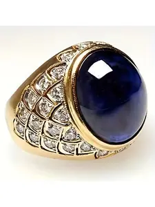 Men's Luxury Elegant Deep Blue Zircon Ring, Fashionable Wedding Engagement Party Jewelry Gift, 1pcs Stylish Men's Accessory