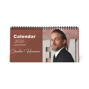 Charlie Hunnam 2026 Desk Calendar | Premium Spiral Bound Celebrity Photo Calendar | High-Quality Fan Gift & Desk Décor