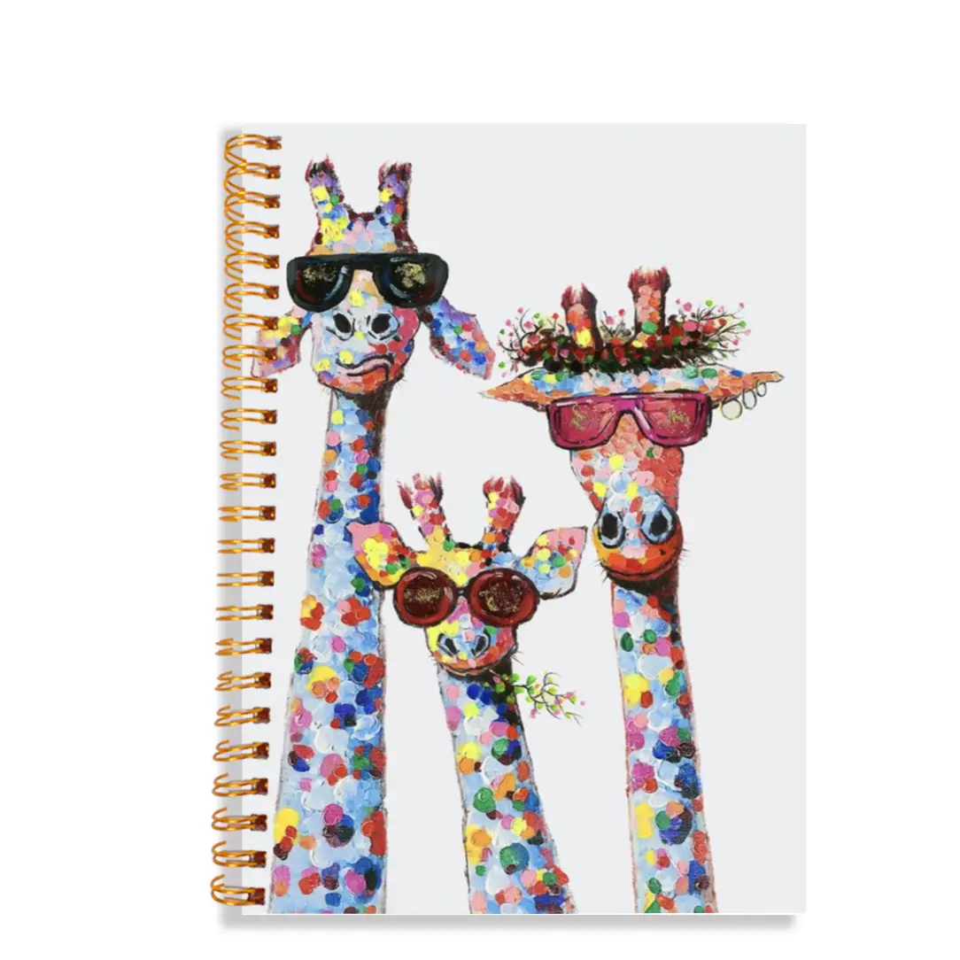 1PC Spiral Notebook, Watercolor Giraffe, for Work, Study and Gifts, Office, School Supplies Spiral Notebook 5.5*8.3in with 50 Sheets Doodle Books