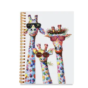 1PC Spiral Notebook, Watercolor Giraffe, for Work, Study and Gifts, Office, School Supplies Spiral Notebook 5.5*8.3in with 50 Sheets