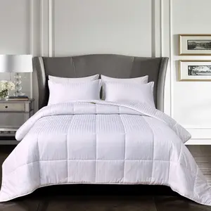 Elegant Comfort Egyptian Cotton 3-Piece Box-Stitched Stripe Comforter Set with 4 Corner Tabs - Ultra Soft Down Alternative Duvet Insert