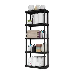 Iris 5-Shelf Plastic Shelving Unit, Multipurpose storage shelves, freestanding shelving units, Storage shelves for the living room, kitchen, and bedroom, Storage shelves