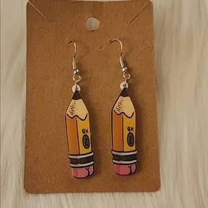 Pencil Earrings Plastic - Playful Quirky Design Unisex Lightweight Comfortable Fun Accessories for Any Outfit