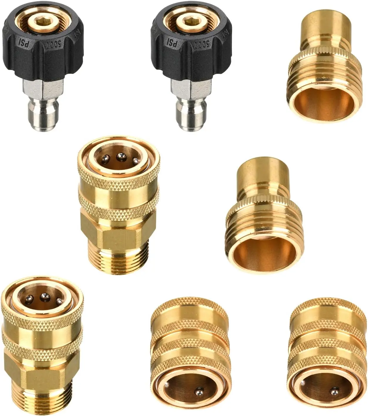 3/8 Inch Pressure Washer Kit with M22 Female Plugs, 14mm Fitting 1526173, Water Hose Adapter, 3/4" Garden Hose Connectors, 8 Pressure Parts for Car Washing (Father’s Day Gift)【DealsForYouDays】, Water Hose Connector