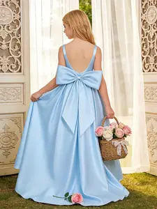 White flower girl wedding dress with train princess-style tutu little girl's wedding dress artistic photoshoot dress stage runway gown