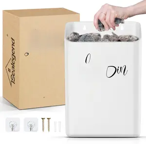 Sealegend Magnetic Lint Bin Lint Trash Can for Laundry Room Organization and Storage Dryer Lint Bin Decor Wall Mounted Light Metal Gray White