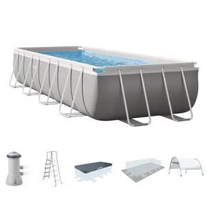 Intex 16' x 42" Prism Frame Rectangular Above Ground Swimming Pool Set w/ Canopy