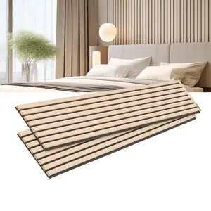 MYOYAY Wood Wall Panels Acoustic Wall Panels Decorative 2 Pack Wood Slat Wall Panels 3D Soundproof Wall Panels Decor