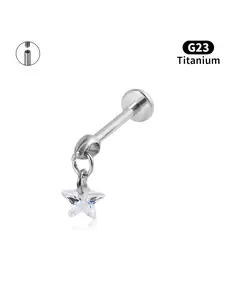 G23 Titanium Star Pendant Lip Ring, Ear Stud, Tragus Piercing, Hypoallergenic, Unisex, Multiple Colors Available, Fashion Jewelry