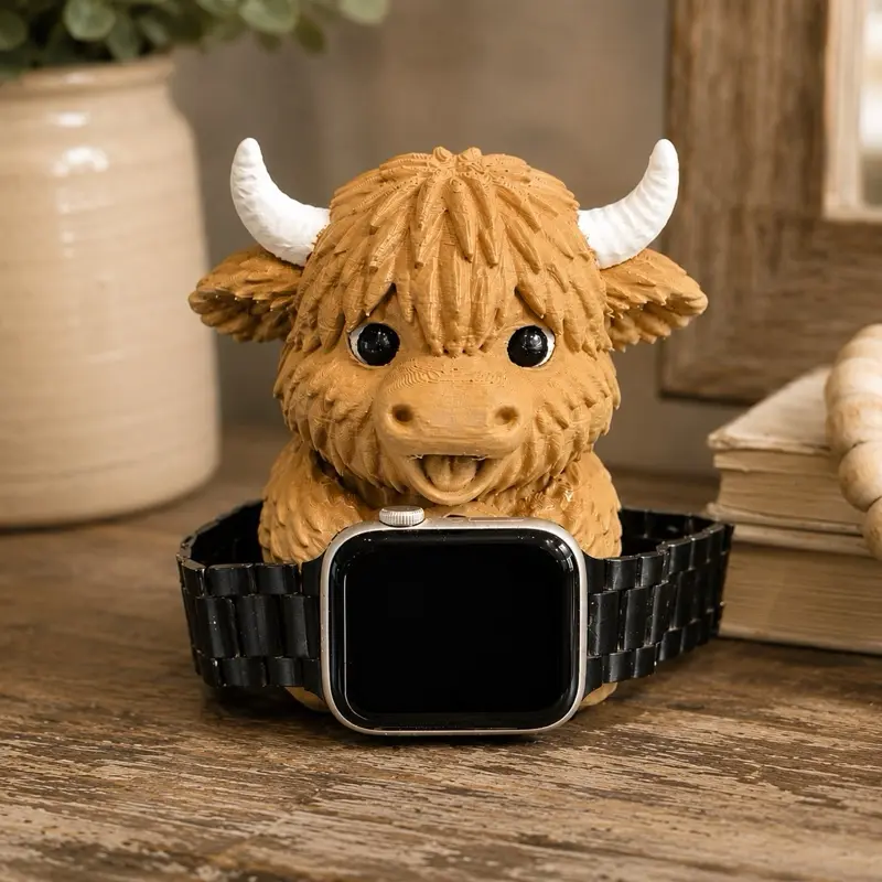 Cute Highland Cow Watch Stand, Fashion Watch Accessory for Dressers, Nightstands