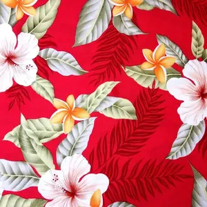 Makaha Red Hawaiian Rayon Fabric by the Yard