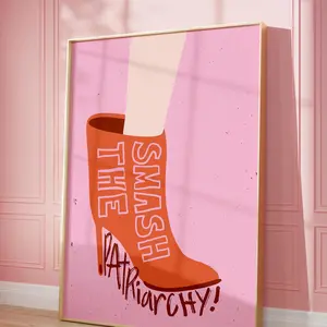 Smash the Patriarchy Wall Art, Feminism Flinta Girl Power Poster, Fall of the Patriarchy Feminist Print, Gift for Her Room Decor, Unframed