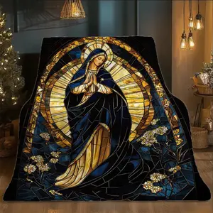 【JIT】One Piece Virgin Mary Printed Flannel Blanket Flannel Throw Blanket - Super Soft and Fluffy, Suitable for Sofa, Bed, and Travel, All-Season Use, Machine Washable, Suitable for Camping, Nap, Enhances Atmosphere, Gift for Parents
