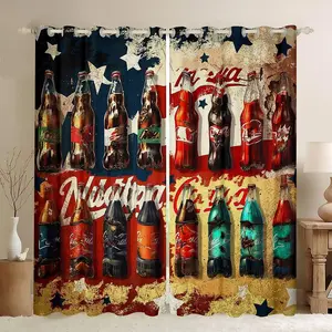Vintage Cola Window Curtains,Drinks 30%-50% Blackout Curtains,Boys Girls Summer Darkening Drapes Cool Summer Living Room,Window Treatments,Room Decor