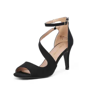 DREAM PAIRS Women's Comfortable Open-Toe Leather Platform Footwear - Stylish Heel Sandals with Rubber Sole, Buckle Closure
