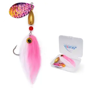 Pike Musky Walleye Fishing Lure Spinnerbait with Feathered Hooks Rooster Tail Spoon Lures Baits with Tackle Box