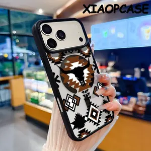 Western geometric style bull head pattern Phone Cases for iPhone 17 Pro Max Air 16 15 14 Pro Max 13 12 11 Plus Smartphone Shockproof Protection Cover Cellphone Protective magsafe magnetic case Aesthetic Resistance Casing Protector