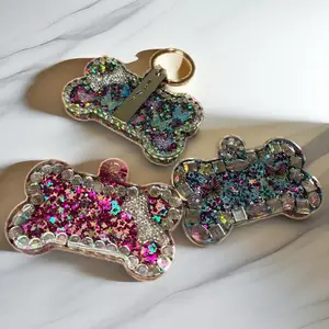 Custom Epoxy Dog Bone Tag - Personalized Pet Name Tag in 3 Color Variations