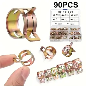 90-Piece Spring Hose Clamp Set – Multiple Sizes Available, for Securing Various Hoses and Pipe Connections